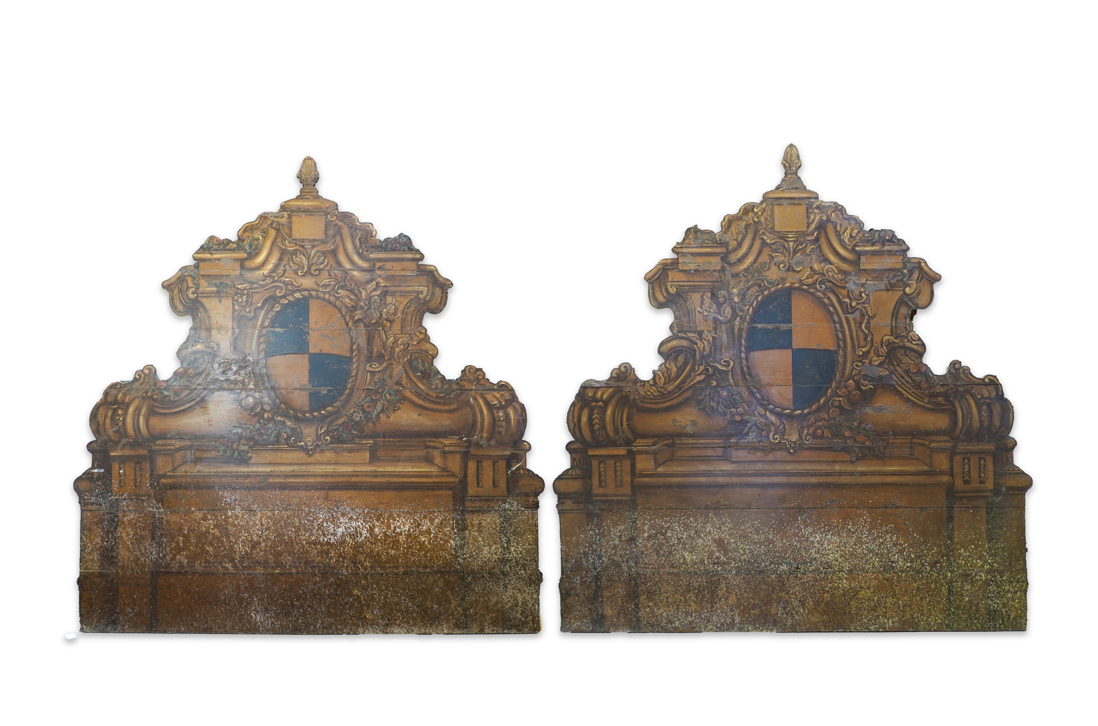 A pair of European painted pine courtyard panels